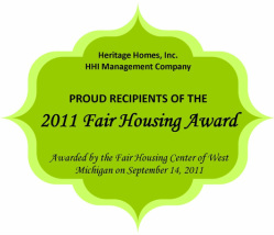 HHI Management Company 2011 Fair Housing Award West Michigan